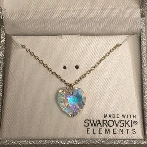 Swarovski Gold Necklace with Iridescent Heart Pendant